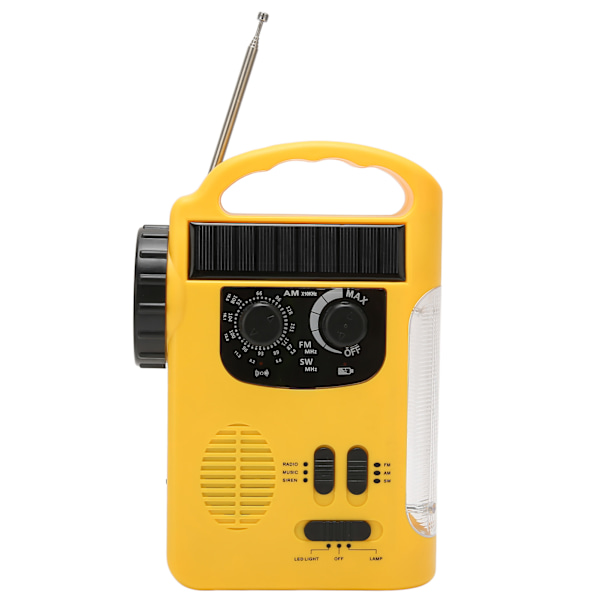 Handvev solradio AM FM SW nödradio med LED ficklampa läslampa MP3-spelare för utomhuscamping