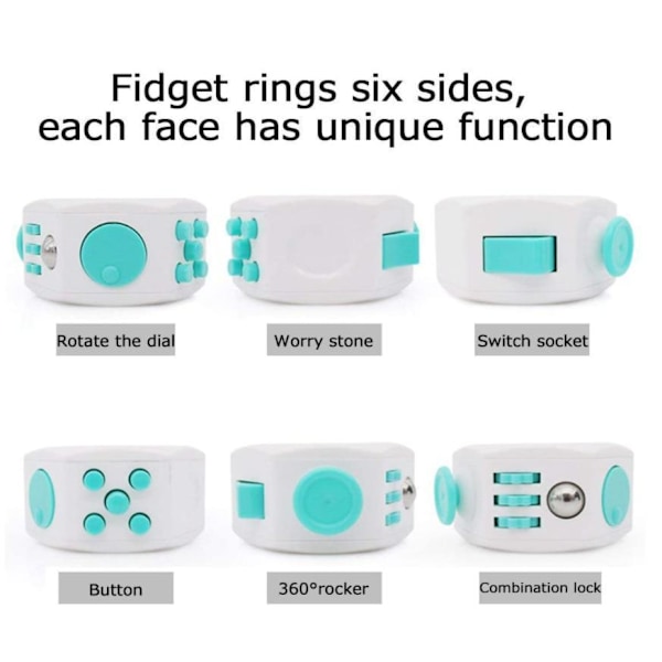 Fidget Rings Toys Pop it Cube Vit+ Svart
