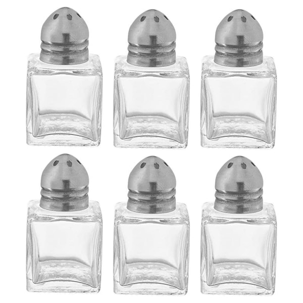 Mini Salt och Peppar Shakers, Glas Cube Body Restaurang Salt