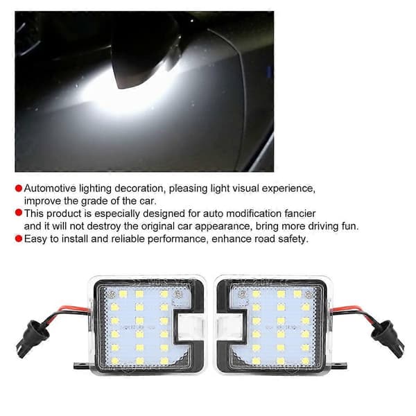 2 stk. LED-vingespejl, høflighedslys, udvendig gulvlampe, passer til Ford/Focus 2013
