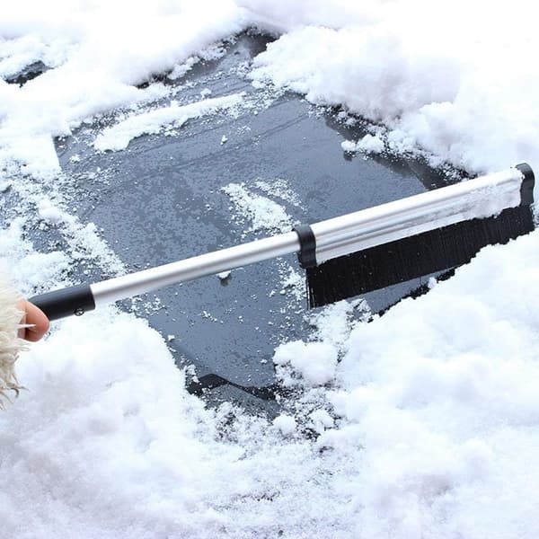 Snöborste, teleskopisk snöskrapa snökvast, 2 i 1 isskrapa