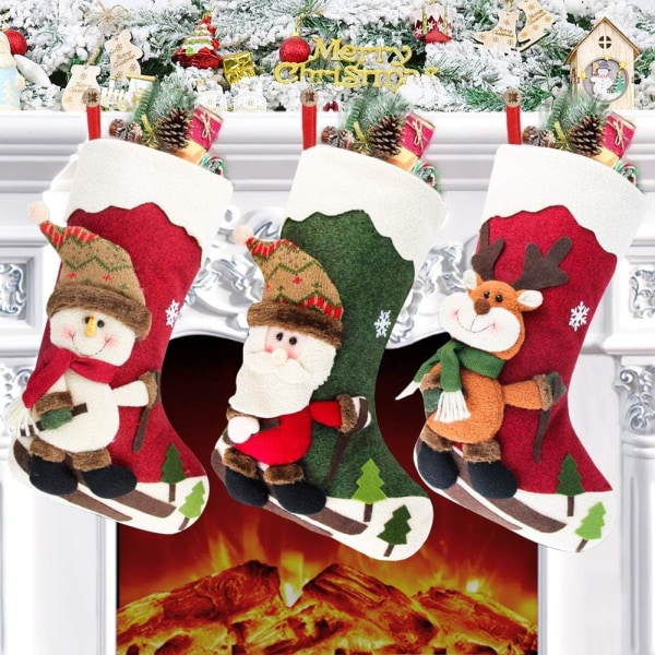Christmas Stockings, 18" Big Stockings Set of 3 Xmas Character