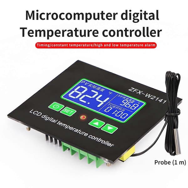 ZFX-W2141 AC 220V Digital LED Termostat Regulator Inkubation Opvarmning Temperatur Controller Tidsafbryder Kontrol Relæ