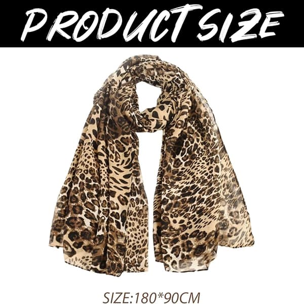 Stor leopardmönstrad lättvikts sjal för kvinnor, mjuk och rektangulär, 90x180cm