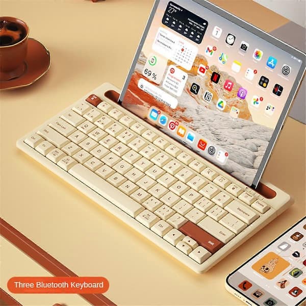 Trådløst Bluetooth-tastatur 87 taster Tre-tilstand Lydløst Mini Mute-tastatur til Notebook Pad Bærbar Desktop Tablet Computer