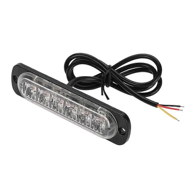 4 st 12-24V Bil 6 LED Blixt Strobe Nödvarningsljus Grill Blinkande Ljusramp Röd