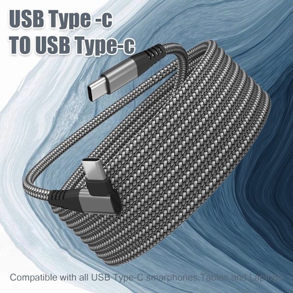 USB-C laddare med vinklad kontakt 60 W PD snabbladdning Svart 1 m Sort 1 m