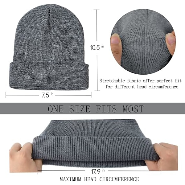 2-pack Mössa för Män Kvinnor Slouchy Mössor Vinter Stickade Mössor Mjuk Skidmössa Unisex
