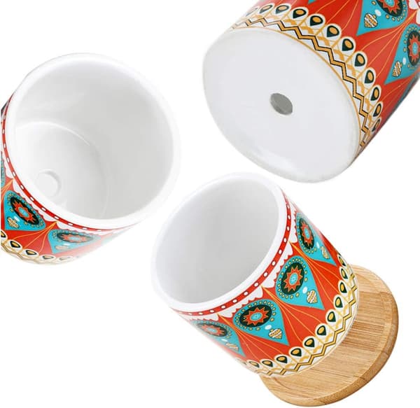 3-pack Suckulent Växtkrukor, 8 cm Runda Keramiska Kaktusplanter wi