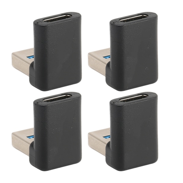 4st USB Typ C Rätvinkeladapter 10Gbps Överföring Bärbar USB Hane till Typ C Hona Adapter för Bärbara Datorer Stationära Datorer
