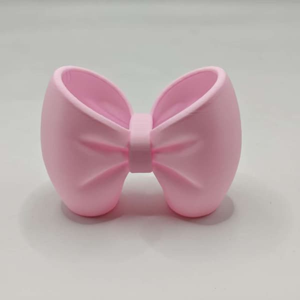 12 × 5.7 × 9 cm Toothbrush Holder/Pen Holder in Bow Shape, Pink + White