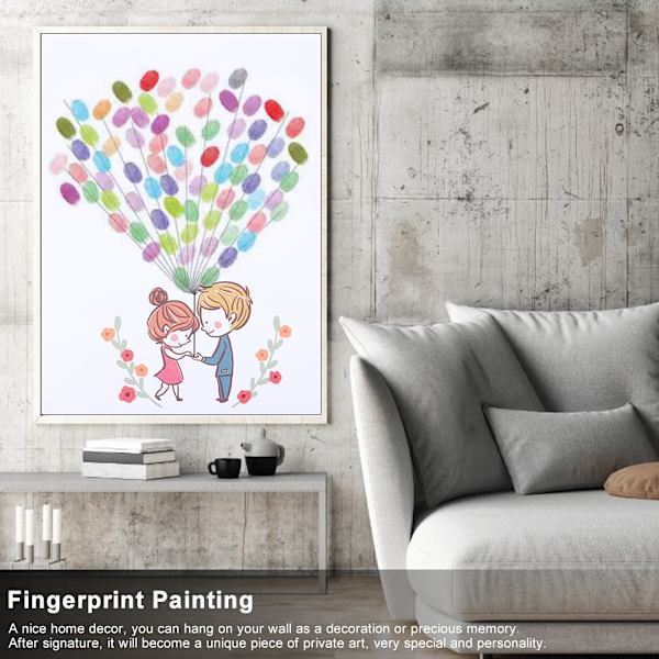 Karikatur Fingeravtrycksträd Målning DIY Bröllopsdekoration