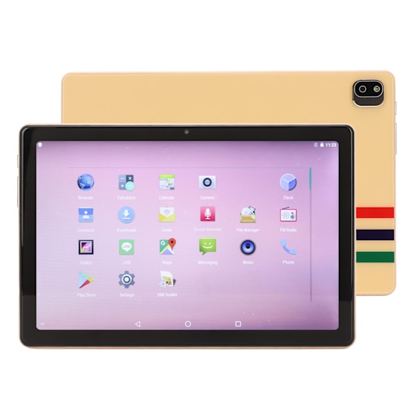 10-tums Tablet 6G RAM 256G ROM Stödjer 4G-nätverkssamtal 5G WIFI Dual Band Tablet PC för Android 11 100‑240V Gul EU-kontakt