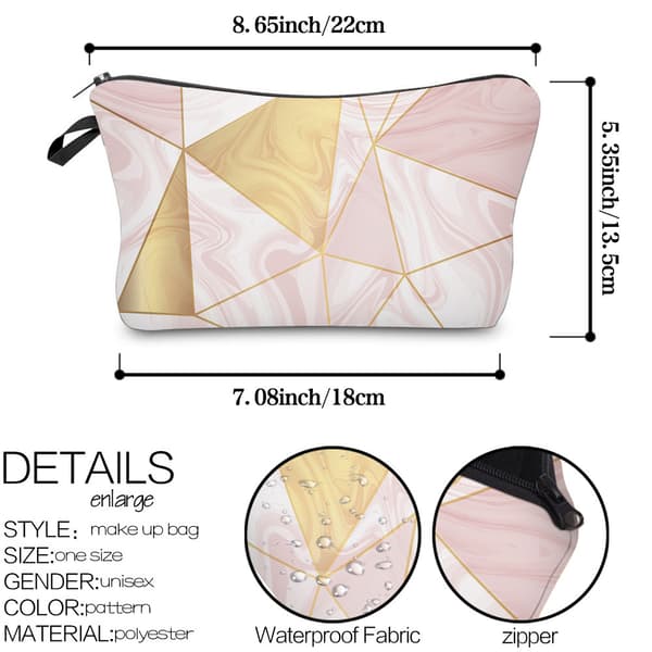 18*13.5*22cm, (pink geometrisk figur), 2 stk., Makeup Taske, Dame Makeup