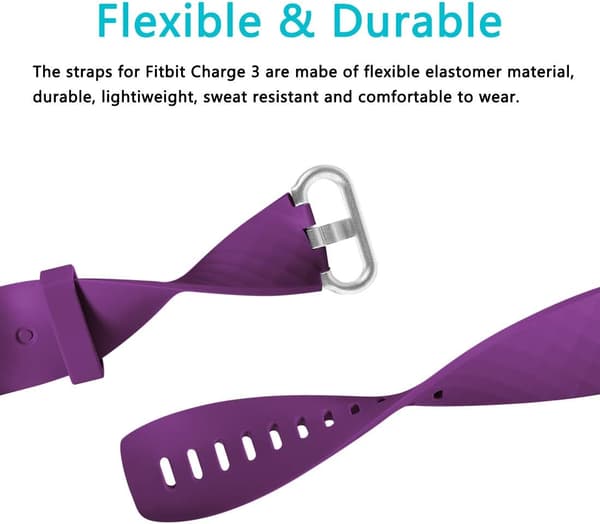 2-pak Erstatningsremme Kompatible med Fitbit Charge 3/Fitbit C