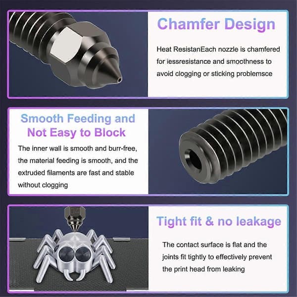 5 STK 0,4 mm herdede ståldyser silikonsokker sett for K1, K1 Max, ekstruder Hotend dysesett
