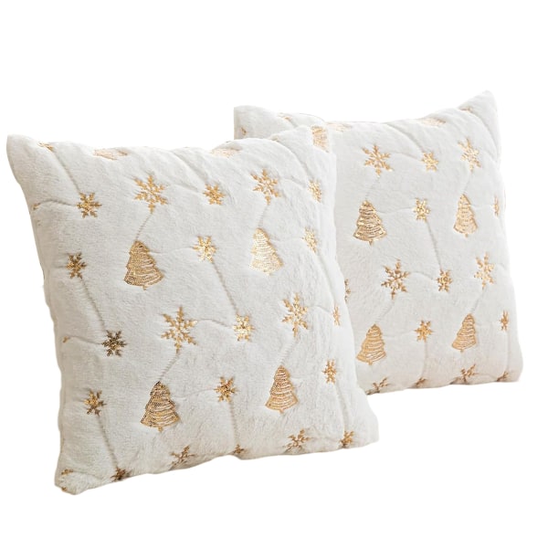 Julglitter plysch kuddfodral lätt lyx snö semester vardagsrum soffa dekoration White gold
