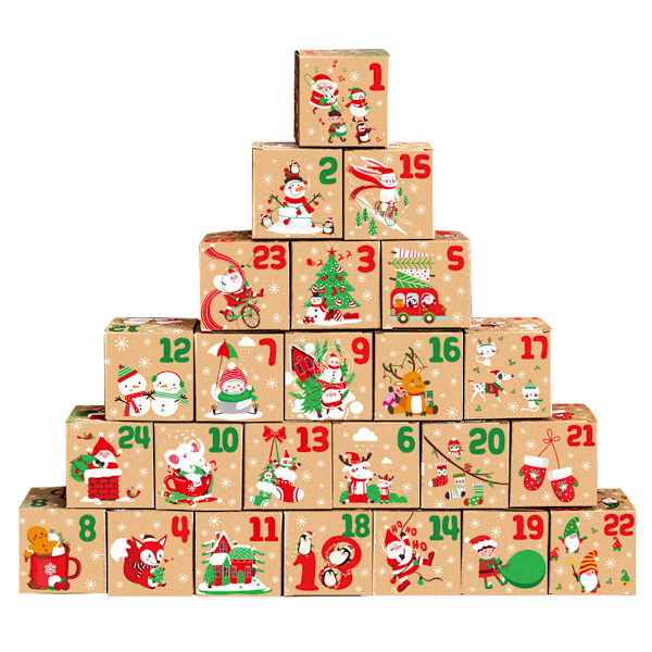 24pcs, Christmas Advent Calendar Boxes Countdown to Christmas