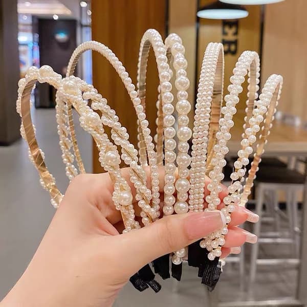 Modehovedbånd med plastikperler til kvinder og piger