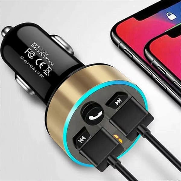 FM-sender Stereo Bil MP3-spiller 3.1A Hurtiglading Dobbel USB-lader Bil Bluetooth 5.0 Håndfrisett FM-modulator A