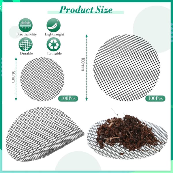 200 Stykker Blomsterpotte Hagematte Blomsterpotte Hull Mesh Matte Drai