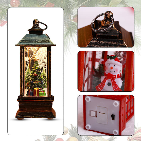 Lighted Snow Globe Christmas Lantern, Battery Operated Snow