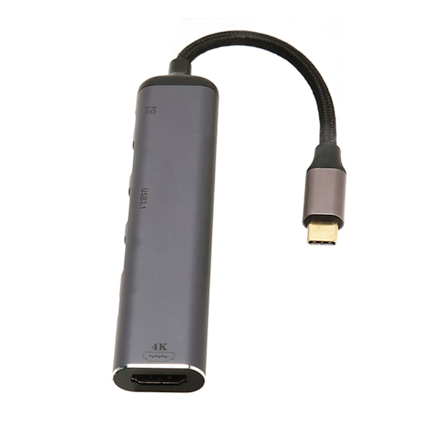 USB C Docking Station 7 i 1 Flätad Kabel 100W 4K Stödd Multifunktionell USB C Hubb för Laptop Skrivbord Surfplatta