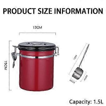 1.5L Brons Rostfritt Stål Lufttät Kaffebehållare med Datumspårning För Kaffe, Vakuumförseglad Lufttät Behållare, Kaffeburk 1500ML, C
