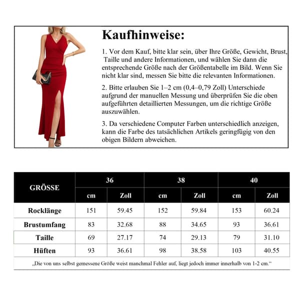 Maxiklänning för dam, festklänning, omlottklänning, sommarklänning, elegant aftonklänning Rot XL