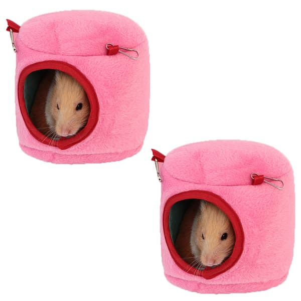 2 st Mini Hamster Säng Gömställen och Hus, Bomull Mini Djur Husdjursbo Grotta pink M