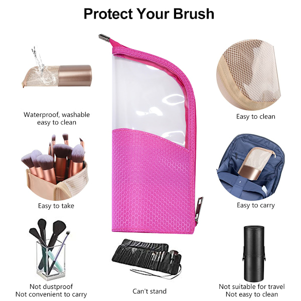 Dam Handhållen Halvrund Transparent Sminkväska Sminkborste Organizer Väska Bright red