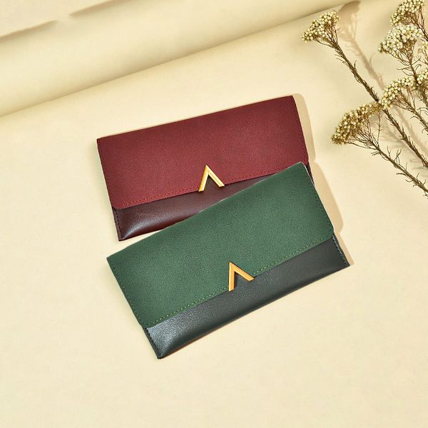 Slim tunn PU-läder kreditkortshållare Bifold Clutch Wallets