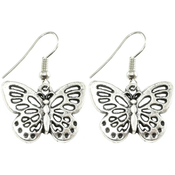 Coola Silver Örhängen med Fjärilar / Butterfly i Fint Mönster Silver