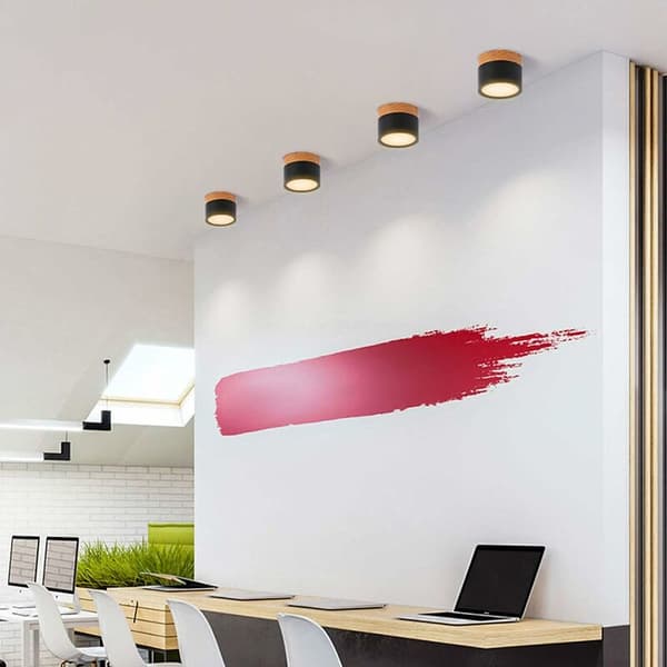 Rund Loft Spotlight LED Sort Varmt Hvid Aluminium Loftlampe