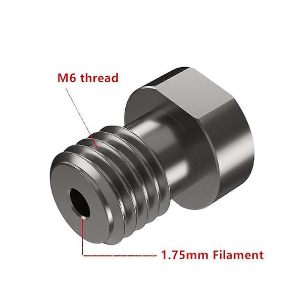 Dyser i rustfrit stål 0,4 MM gevindhærdede dyser høj flow V6 dyse til Prusa I3 MK3/MK4 3D-printer (6 STK)