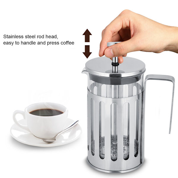 Rostfritt stål glas fransk press filter kaffebryggare hushåll