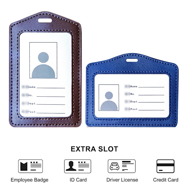 2-pack lädermärkeshållare, vertikal/transversal ID-kort