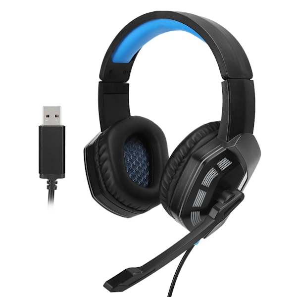 7.1 Surroundljud Gaming Hörlurar med Brusreducerande Mikrofon RGB-ljus för Xbox One svart blå