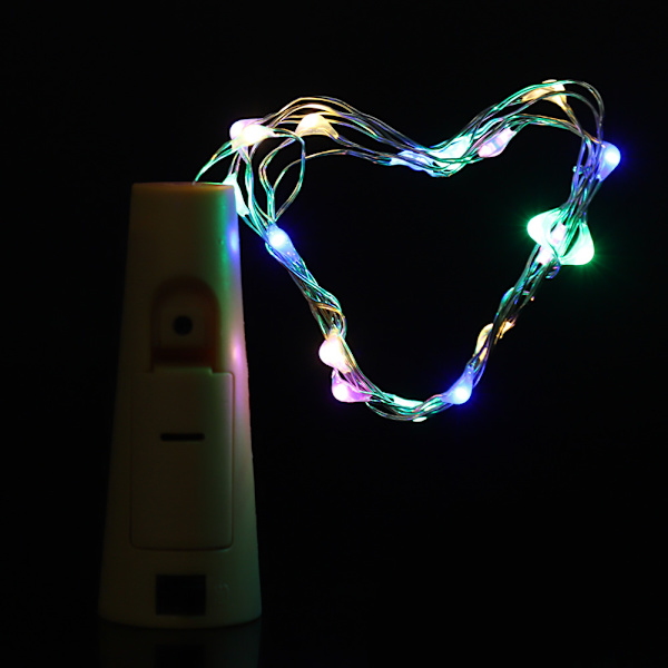 2 st korkformade ljusslingor, LED-lampa för vinflaska, batteridriven, DIY-del (flerfärgad)