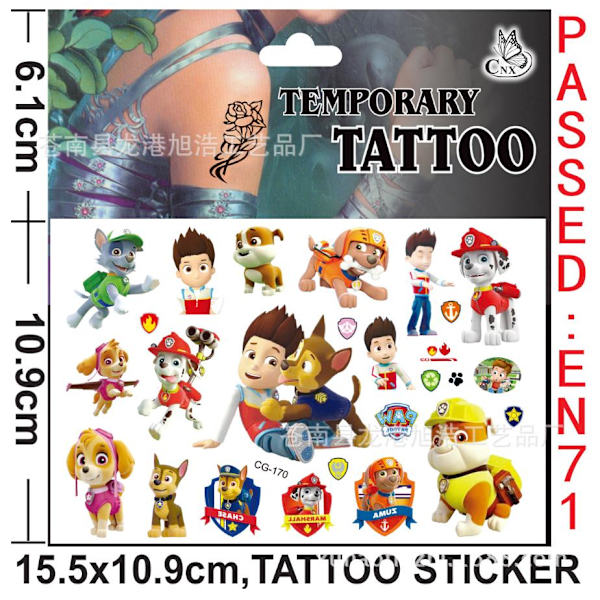 4st Paw Patrol  tatueringar Barn tatueringar multifärg