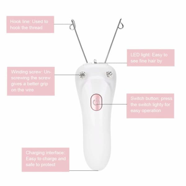 Elektrisk epilator med bomuldstråd (pink)