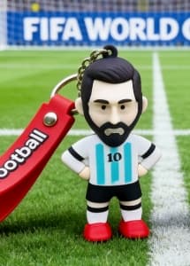 Set med 2 nyckelringar med fotbollsberlocker med VM 2026-tema för ryggsäckar