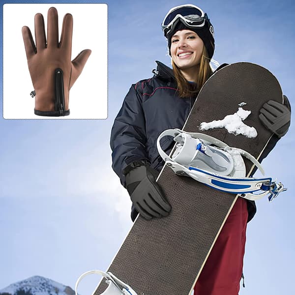 Vinterhandskar Varma vindtäta handskar med pekskärm för män för skidåkning Brown L code