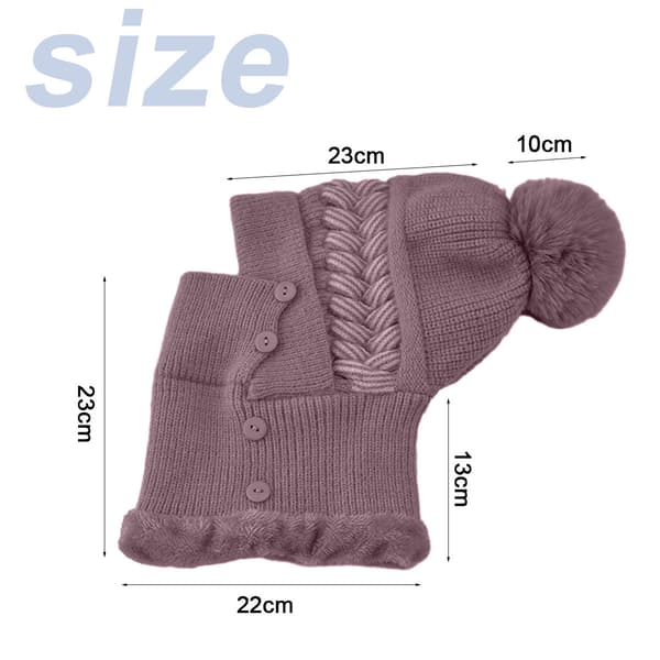 Vinter Damtröja Mössa Dam One-Piece Beanie Mössa Halsduk Mask Varm Vinter Stickad Mössa Tjock Skidmössa