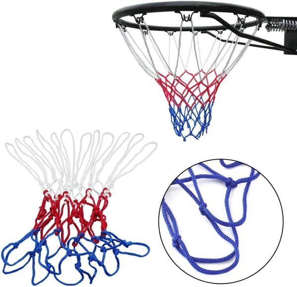 Basketbollnät Hemmasportutrustning - Röd Vit och Blå Nylon -