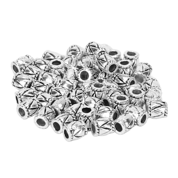 Antika Silver Tunnpärlor Legering Metall Retro Design Stora Hål Distanspärlor för Hår- och Skäggflätning DIY Smyckestillverkning Hantverk Kvalitetspärlor Fina