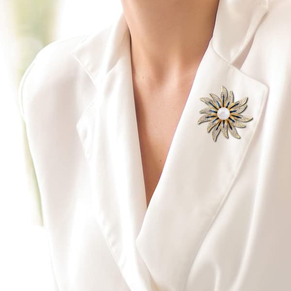 Broche Pins til kvinder Piger Mode Blomst Krystal Rhinestone Perle Smykker