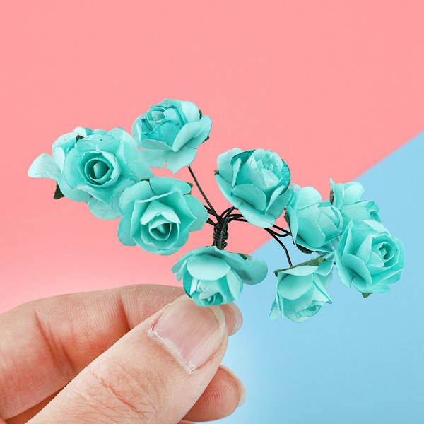 144 st miniatyrpappersblommor handgjorda DIY konstgjorda rosor för