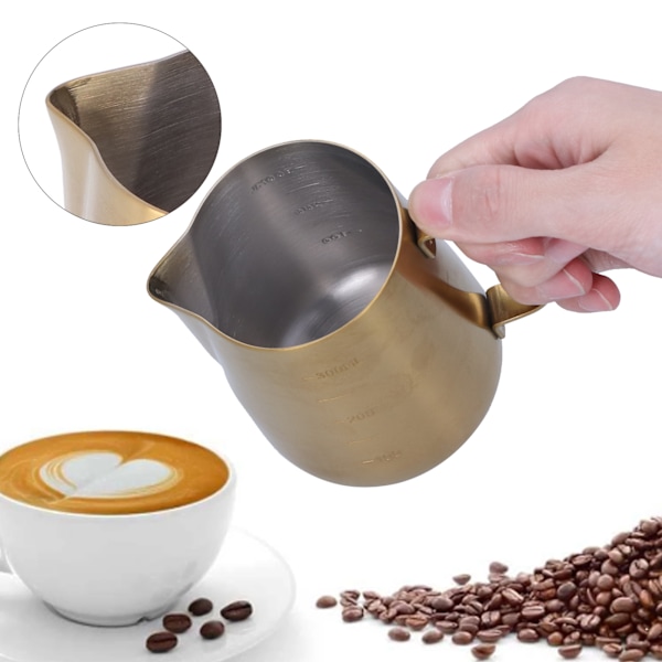 Mjölkskumningskanna för Latte Art, Premium Rostfritt Stål Kaffemjölkskummare med Örnpipdesign, Elegant Gyllene Espresso Ångkanna