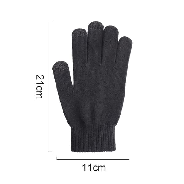 Strikkede termohandsker, uld skridsikre touch screen handsker black